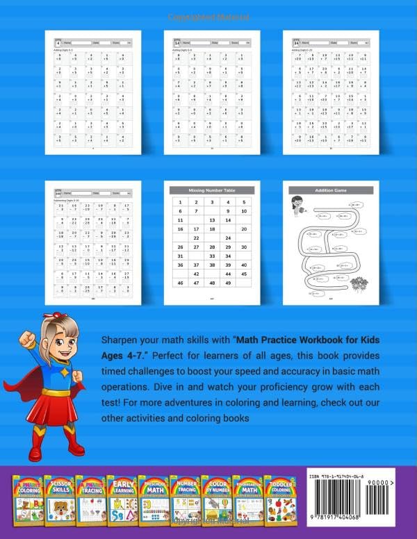 Math Practice Workbook for Kids Ages 4-7: 100 Addition and Subtraction Drills | Timed Math Challenges for Early Learners - Image 2