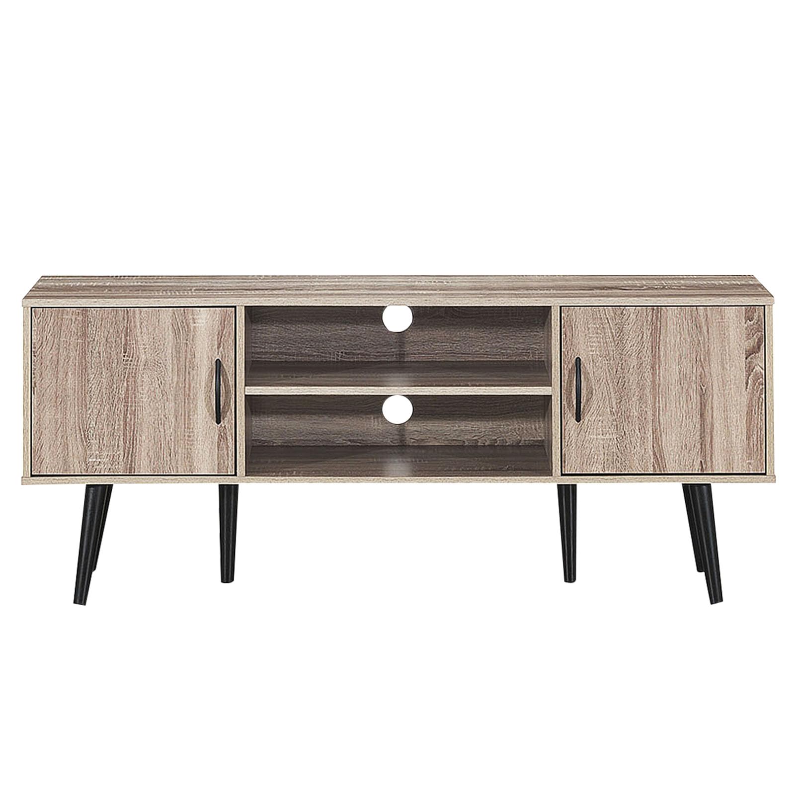 COSTWAY Mobile Porta TV Moderno, Supporto per TV con 2 Armadietti, Mensola Aperta, per TV fino a 65 Pollici, per Salone, Camera da letto, Corridoio, 147 x 39,5 x 62 cm