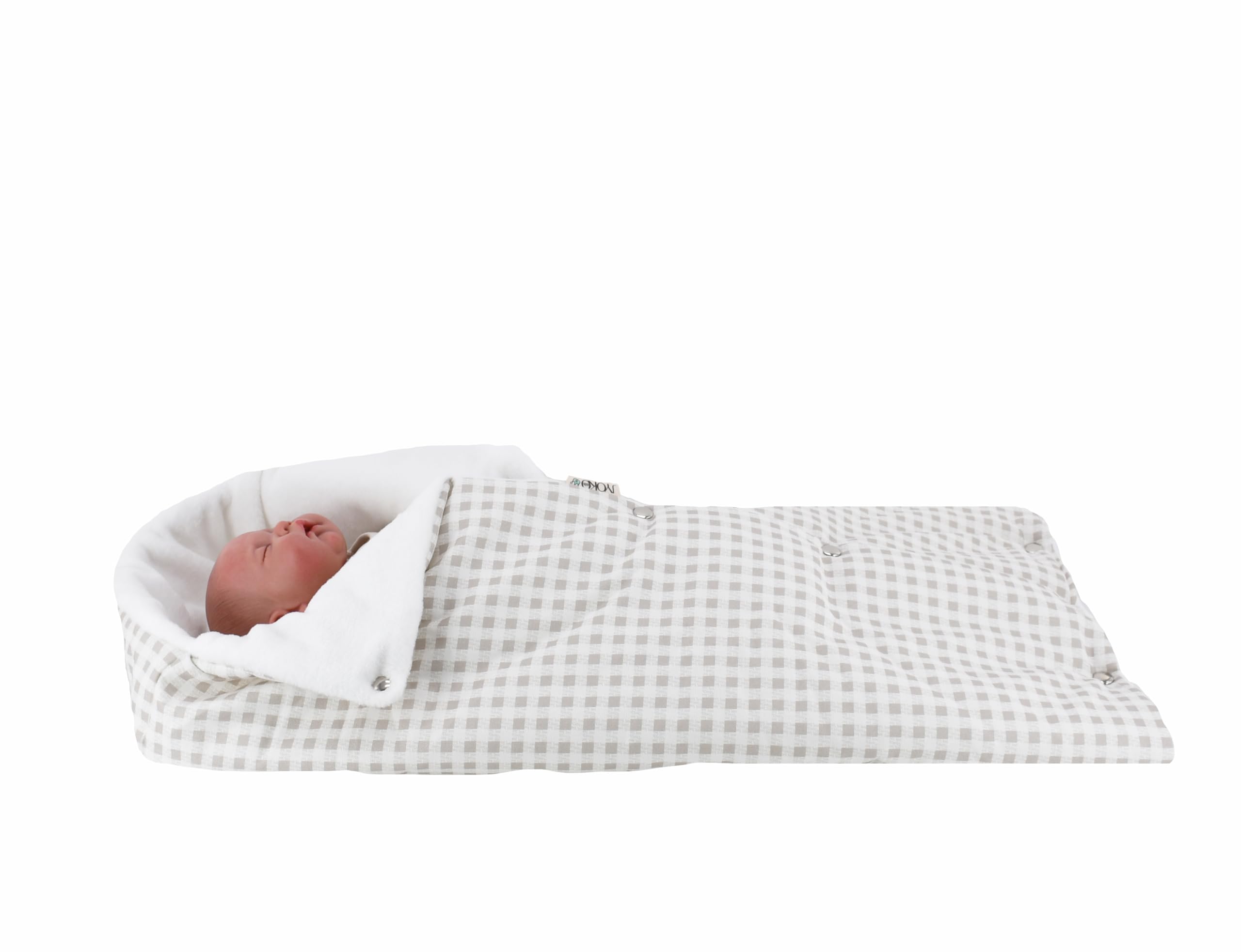 JYOKO Kids Saco Capazo para Bebé de Polar Teddy Extra Suave – Confort y Calidez para Paseo – Compatible con Capazos Universales – Diseñado y Confeccionado en Barcelona (Gold Vichy, Polar)