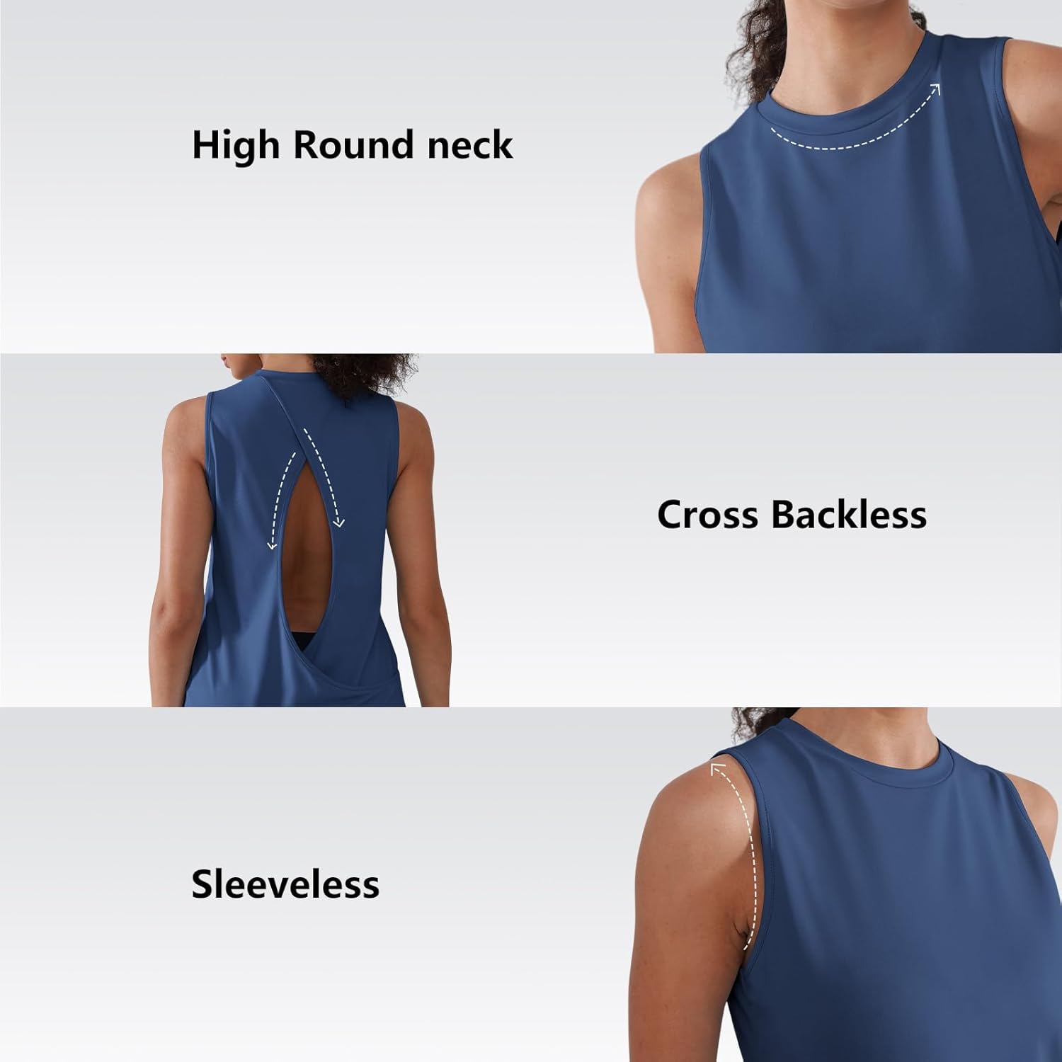 Workout Tank Tops for Women Cross Backless Sleeveless Loose Fit Athletic Tops Athletic Yoga Gym Running Shirts - Image 4