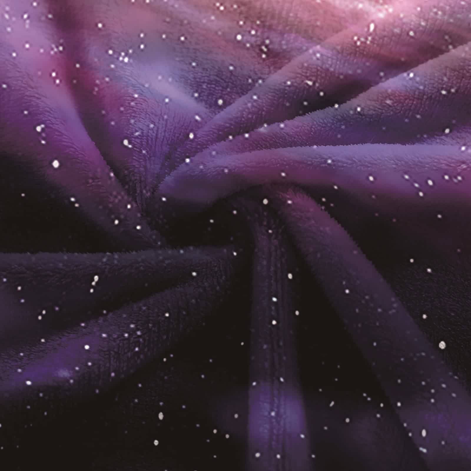 Couverture Flanelle Fine, Couverture Hiver Violet Noir 180x220CM Impression de Ciel Étoilé Blanket Douce Chaude Cosy Lit Canapé