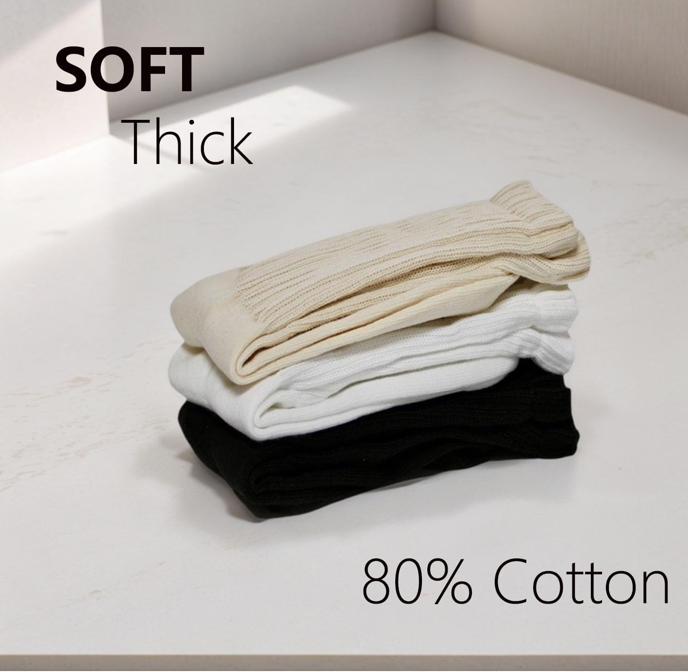 Slouch Socks Cream Scrunch Womens Sweater Cotton Crew Retro Boot Calf Sock - Image 2