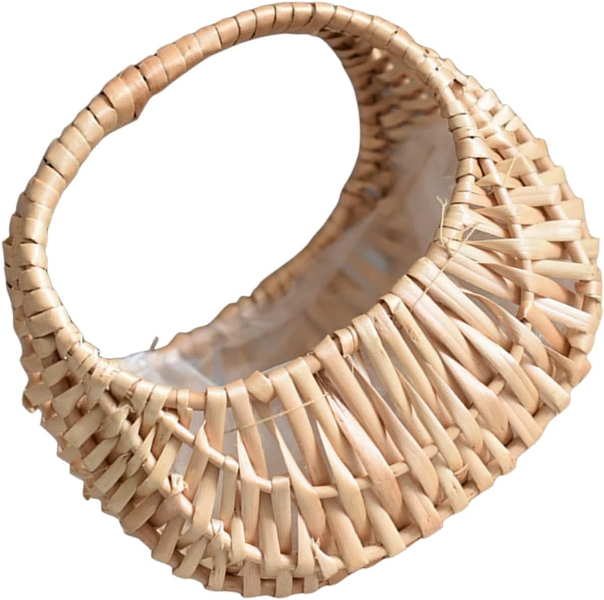 Unomor 4pcs Hand-woven Rattan Flower Basket Handle Rustic Half-moon Design for Wedding Flower Girls for Decorating and Organizing Home Supplies Compact and