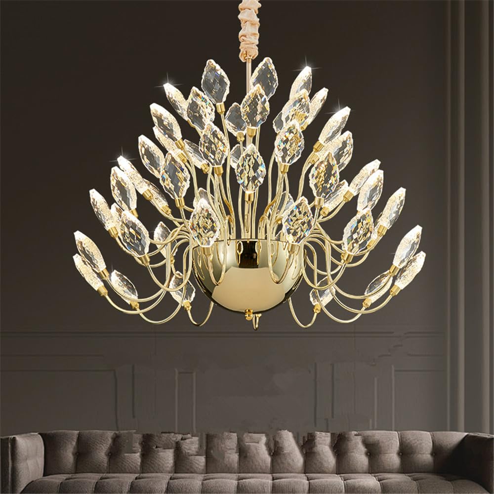 SXWNBIFH Modern Luxury Living Room Crystal Chandelier LED Fashion Creativity Restaurant Bedroom Villa Hotel Duplex Staircase Pendent Lamp (D D80CM)
