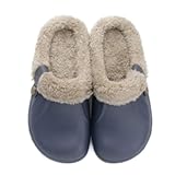 Fur Lined Clogs Waterproof Slippers Fleece Lined Clogs for Women Men Fuzzy Winter Warm Indoor Outdoor Shoes