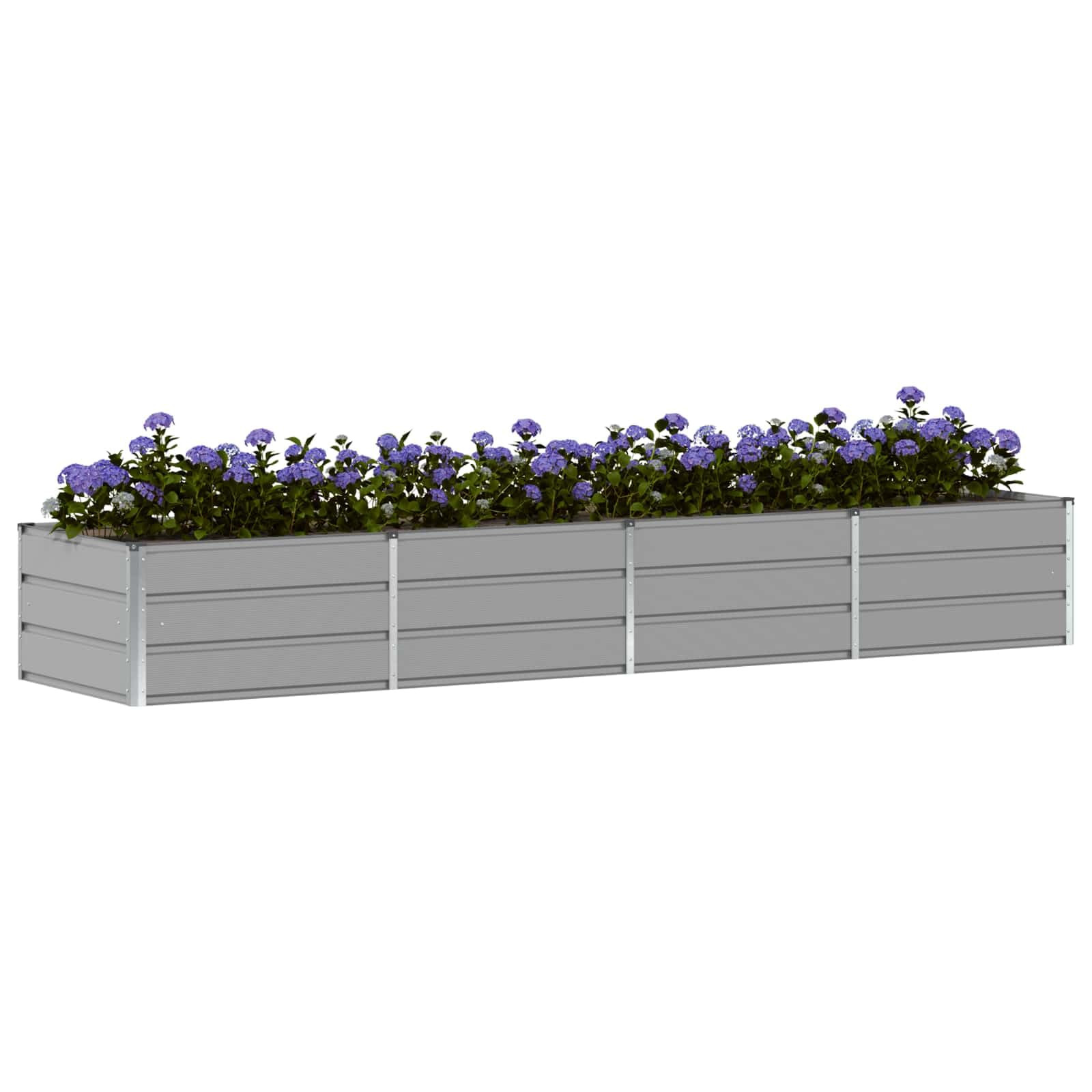 Donica Jasnoszary Stal Nowoczesna 320 x 80 x 45 cm Duża Donica Ogrodowa Industrialna Wytrzymała na Taras i Wnętrze z Plastikiem Montaż Wymagany