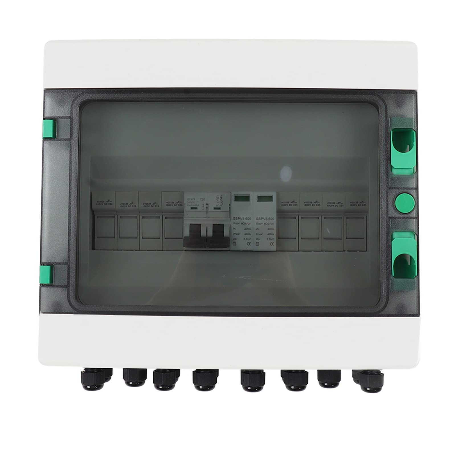 Oumefar Scatola Combinatrice Fotovoltaica Impermeabile IP65 con Fusibile CC e Interruttore per Sistemi di Energia Solare Materiale PVC Configurazione 4 in 1 Uscita