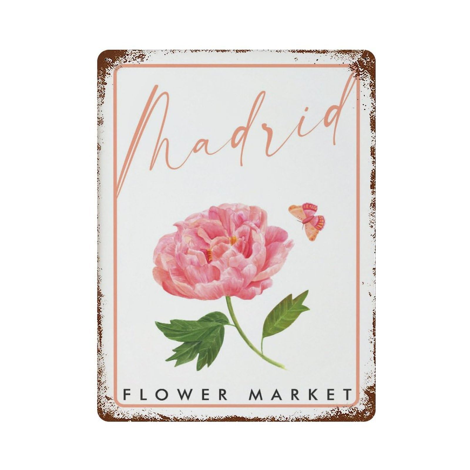 xiaoxiaoshen Flower Market Madrid, Vintage Floral Florist Gift, Spring Decor Wall Decor Art Metal Tin Poster Modern Home Decor Art Home Bar Shop Decorations Vintage Sign 40x30cm