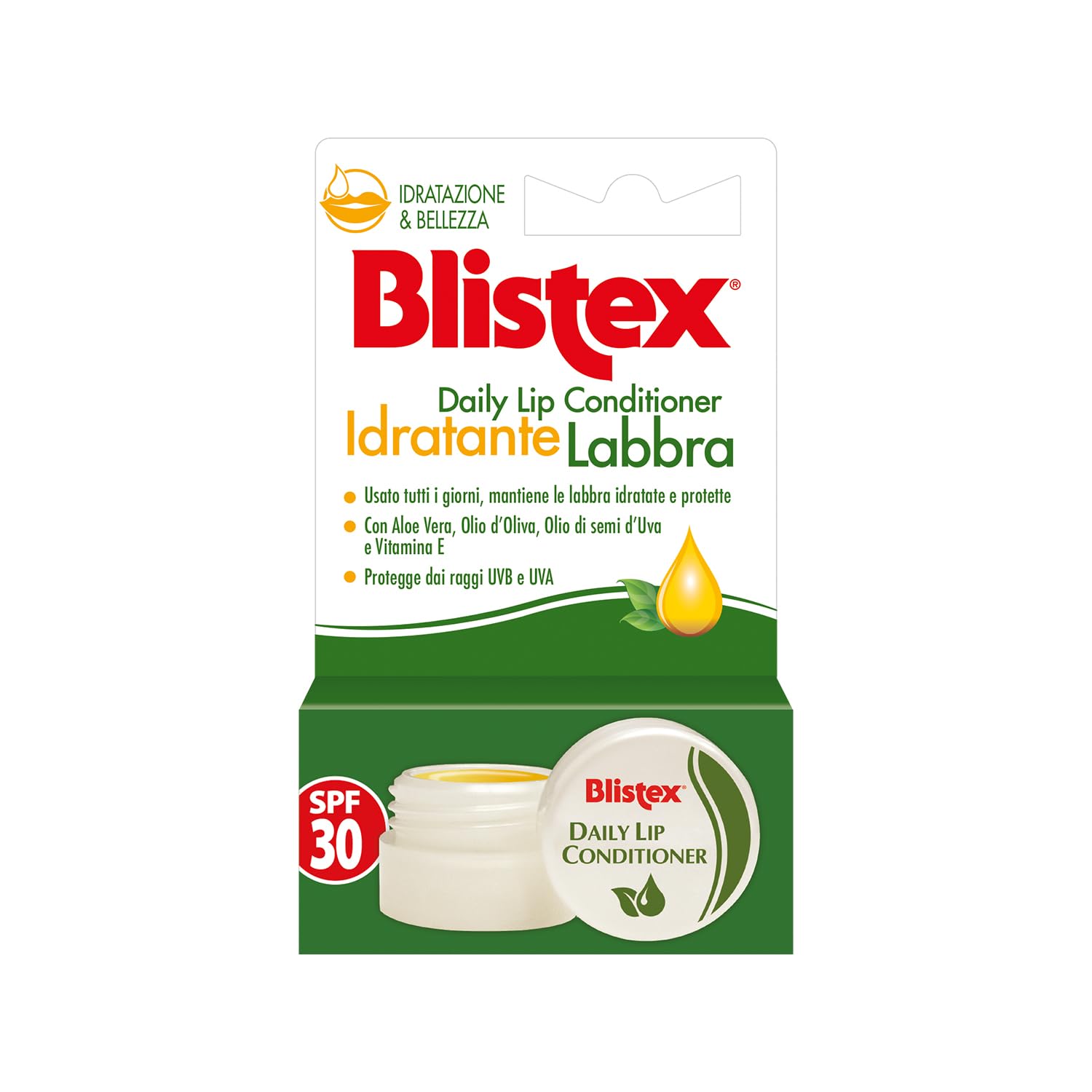 Blistex, Moisturizing Lip Balm in Pot, Daily Protection and Nourishment  with Aloe Vera, Olive Oil, Grape Seed Oil and Vitamin E, UVA/UVB Sun Filter  SPF 30  7 g Jar Format :
