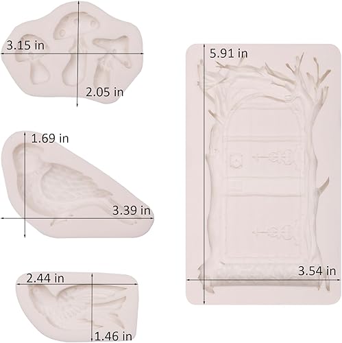 Miniatura 2 de Treehouse - Molde de silicona para jardín, moldes de chocolate de hadas, hongos, pájaros, golondrinas, dulces, para decoración de pasteles,