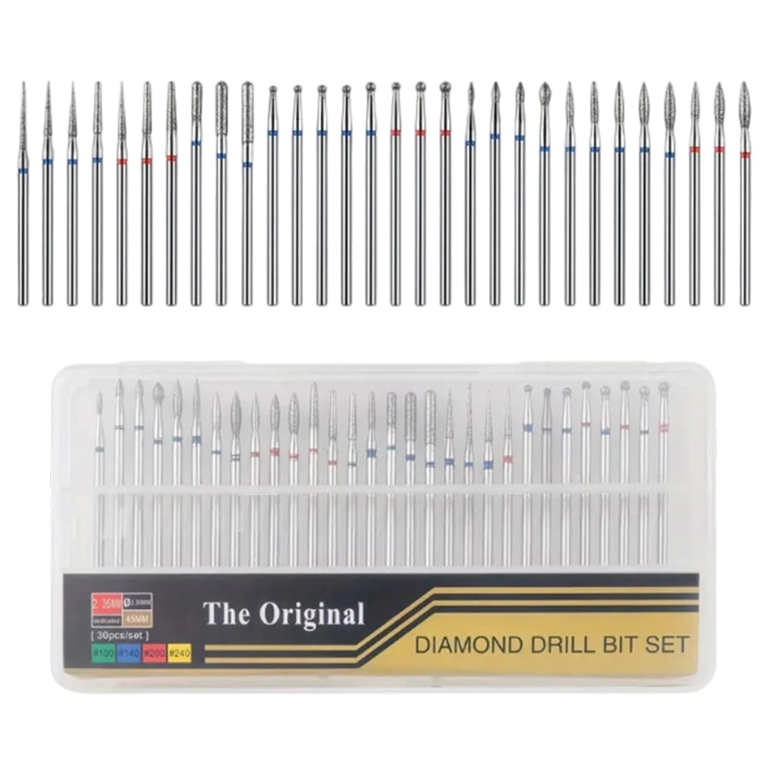 30 PCS Punte Professionali per Fresa Unghie in Diamante, Accessori in Carburo di Tungsteno per Rimozione di Gel, Acrilico e Cuticole, Ideali per Manicure e Pedicure