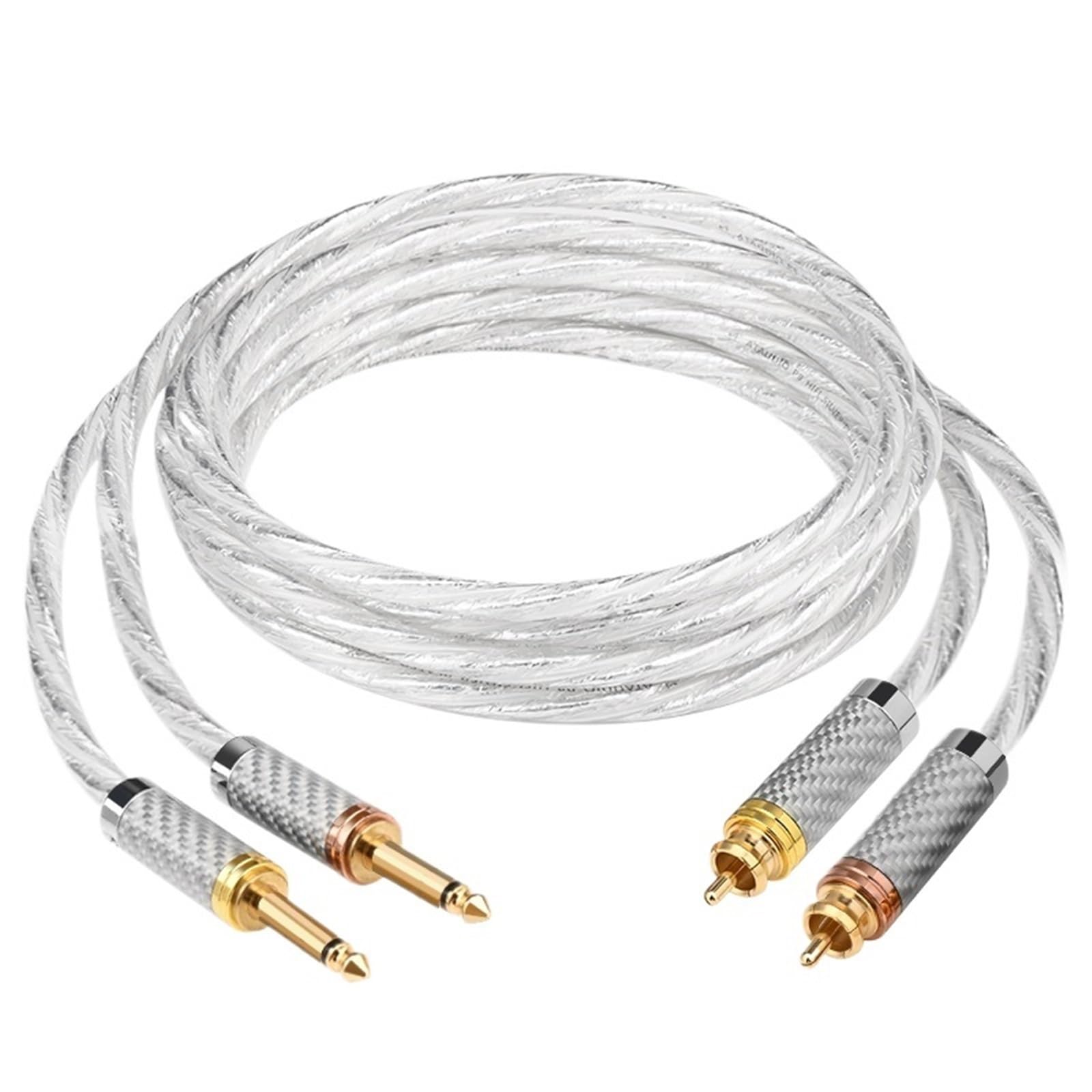 Podwójny kabel audio HiFi 6,5 mm do podwójnego RCAA do wzmacniacza, miksera, posrebrzany kabel audio 2RCA do gniazda 6,5 mm (3 m)