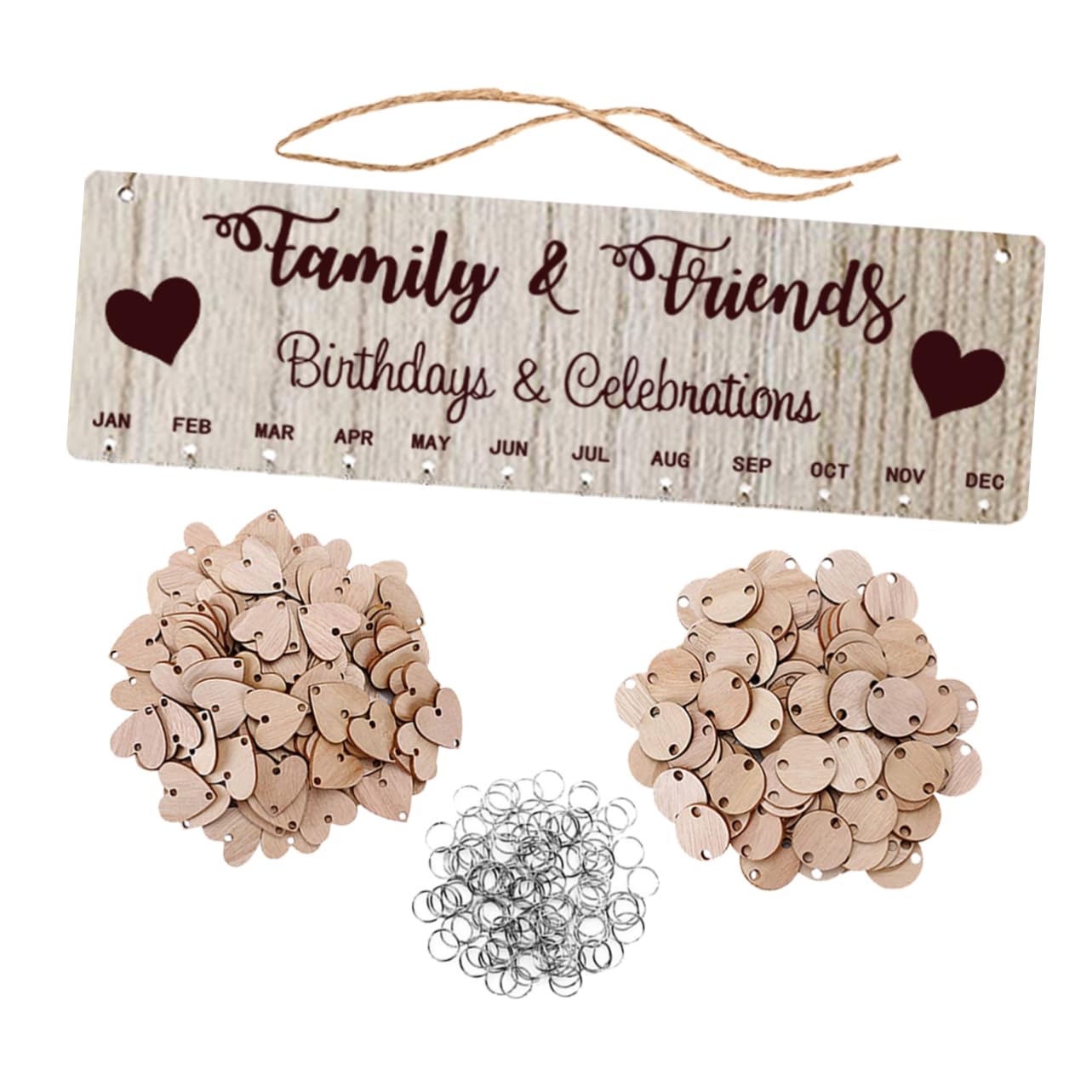 NUOBESTY 9 Set di Calendario per Famiglia E Amici Promemoria in Legno Promemoria per Compleanni Promemoria da Appendere alla Parete Promemoria per La Casa