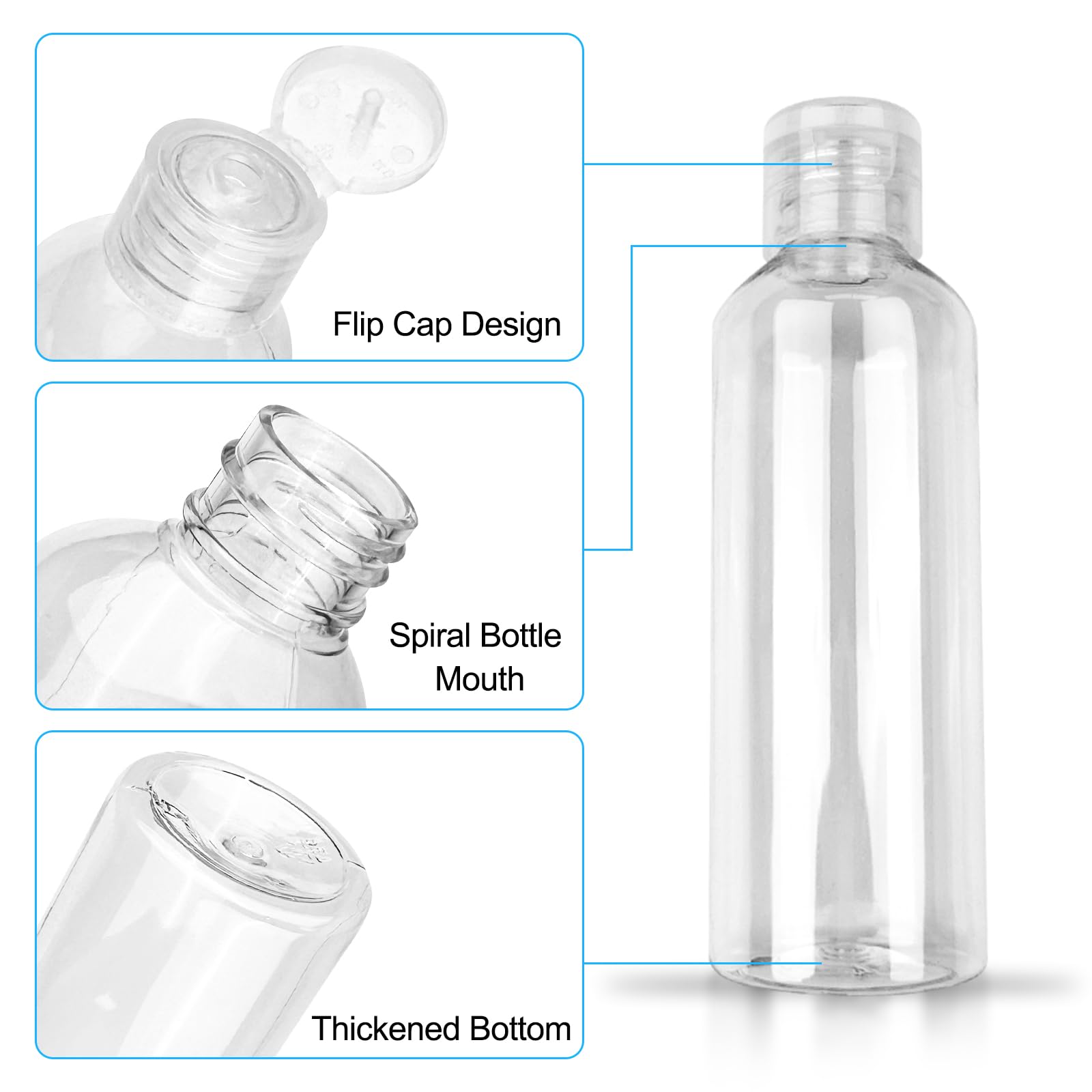 Sheryl&Rain 10 stuks reisflessen voor toiletartikelen 100 ml reiscontainers met labels trechter voor toiletartikelen Hervulbare Reisflessen Set
