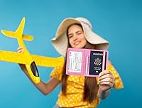 Vista 2 de Caweet Funda para tarjeta de vacunación, portapasaporte, cartera de cuero para tarjetas de vacunación con cierre de banda elástica, Rosa