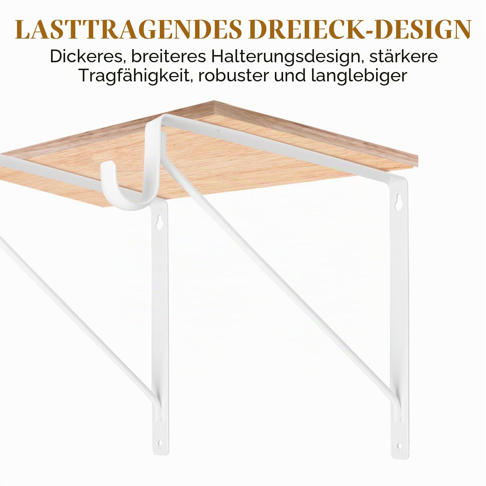 Robuste Schrankstangenhalterungen, 27,9 x 27,9 x 2,5 cm, weiß, Schrankstangenhalter aus Stahl, zum Aufhängen von Kleidung, Wandregal und Stangenstützhalterungen mit Schrauben, 4 Stück