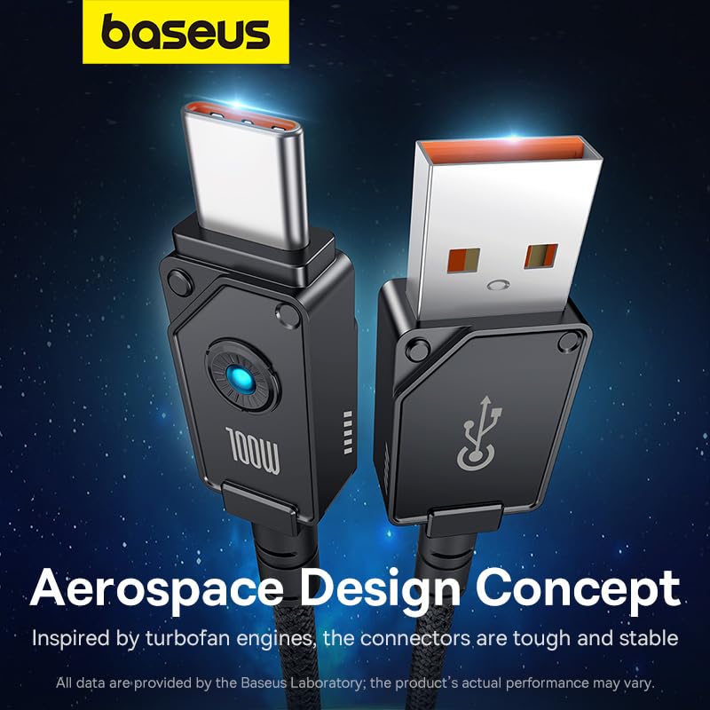 Image of Baseus Unbreakable Series Fast Charging Data Cable USB to Type-C 100W 2m Cluster Black