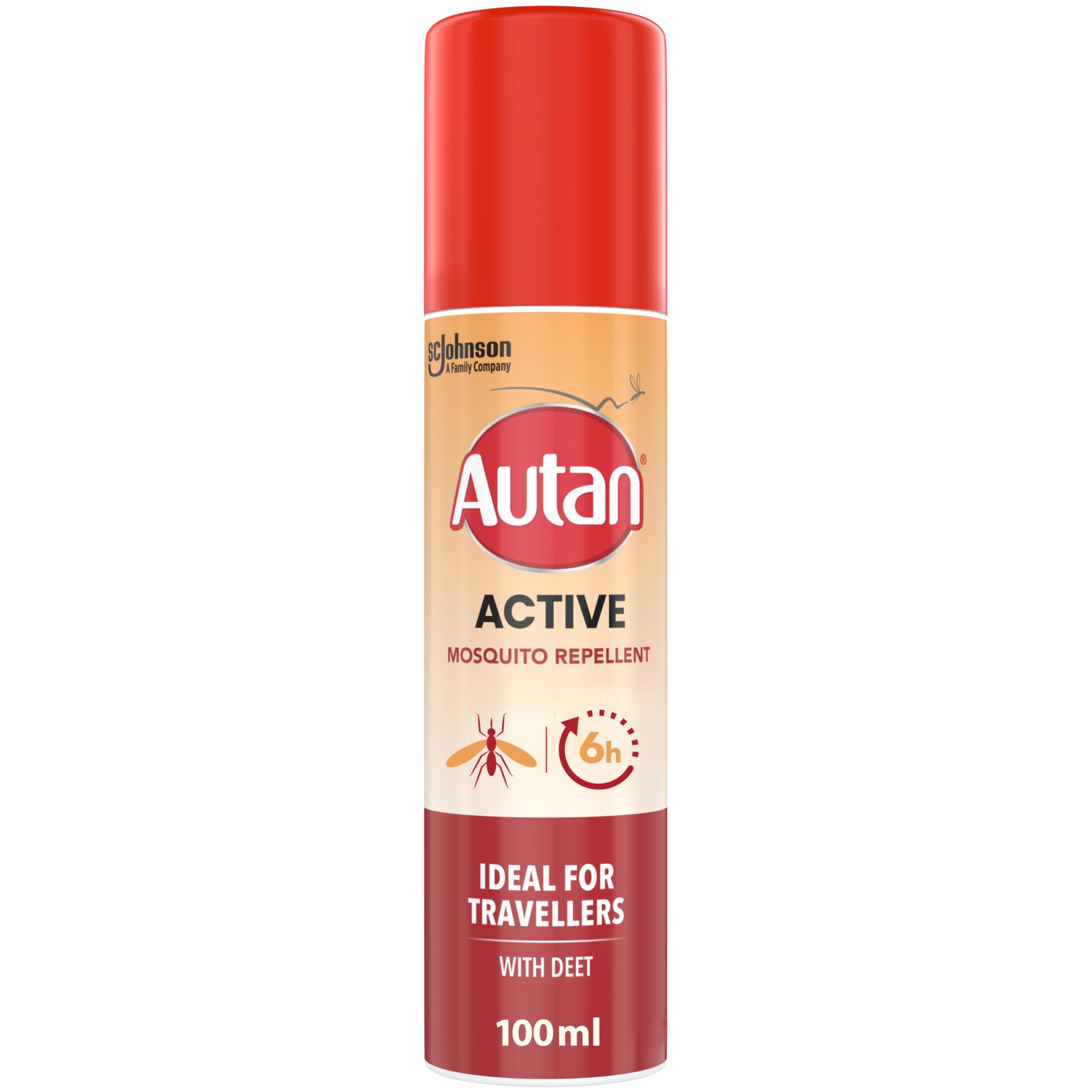 Autan Active Mosquito & Insect Repellent Spray, Travel Essentials, DEET Formula, Up to 6 Hours Protection against Mosquitoes, 100 ml
