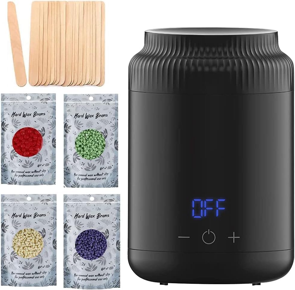 DMG TECH Wax Warmer for Hair Removal - Intelligent Melting Machine With 4 Packs Hard Wax Beads Hand and Foot Waxing LED Display