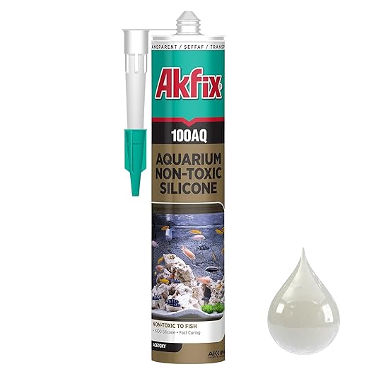 Akfix 100AQ Aquarium Silicone Sealant Clear (1x10.1 fl. oz.) - 100% Silicone, Waterproof Aquarium Safe Silicone, High-Speed Curing and Strong Adhesion, Non-Toxic, Safe for Fish | Clear, 1 Pack