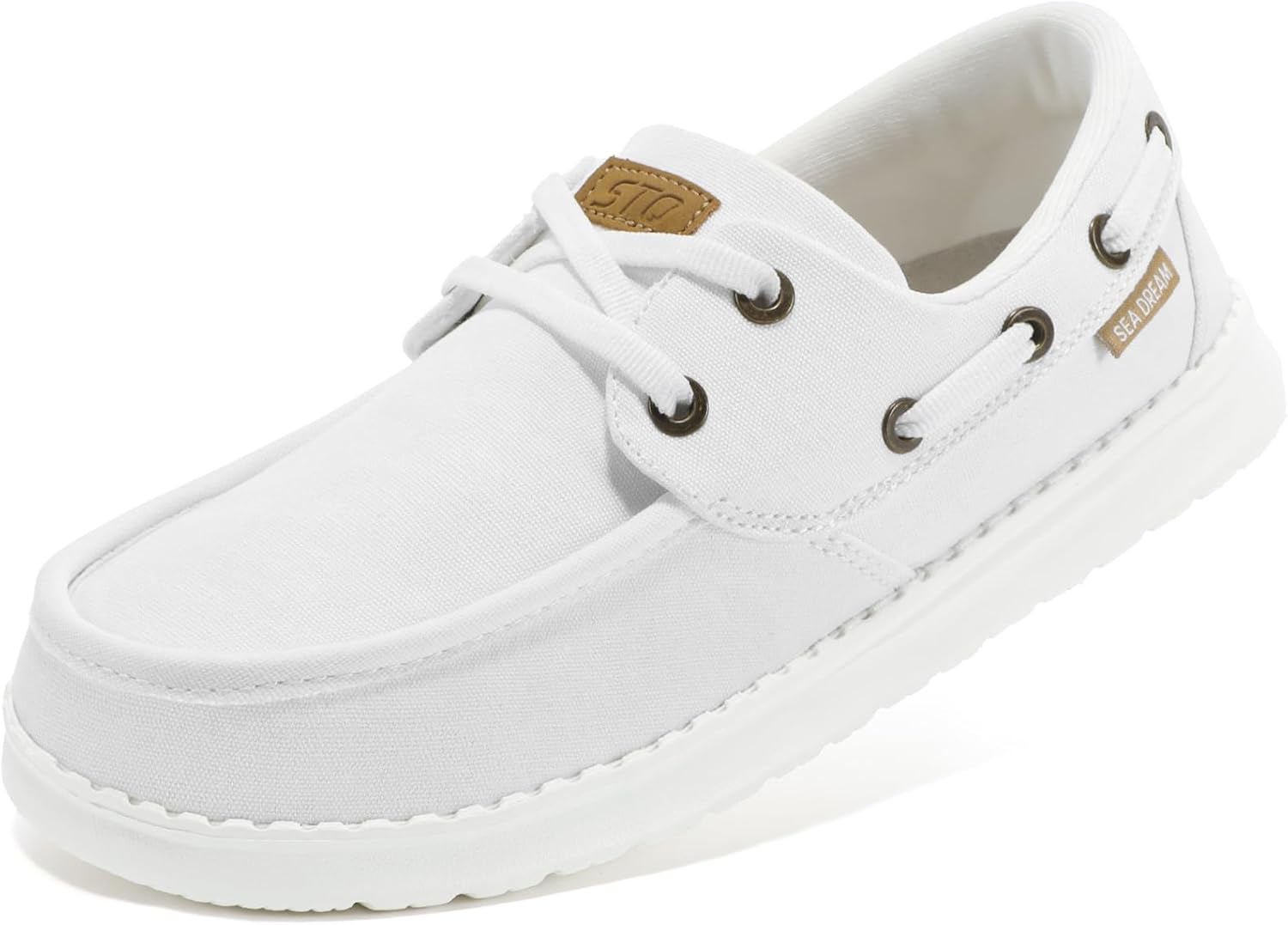 STQ Women Boat Shoes Orthopedic Insole Slip On Business Casual Sneakers for Plantar Fasciitis Lightweight Canvas Loafer