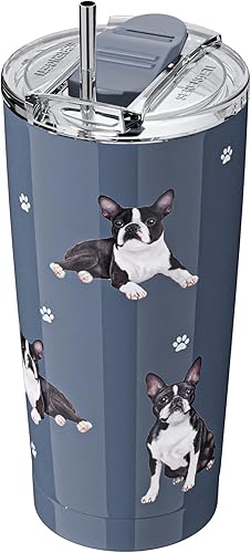 Boston Terrier SERENGETI - Vaso aislado al vacío de acero inoxidable de 16 onzas con tapa a prueba de derrames, impresión 3D, taza de viaje aislada