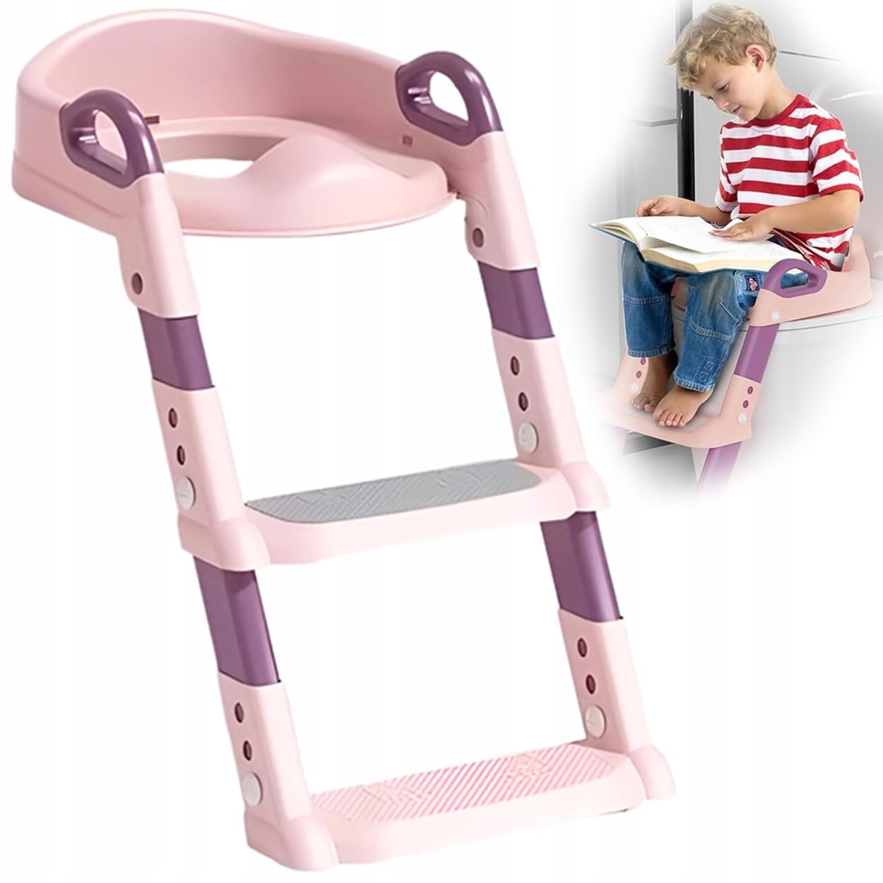 KIDDISTEP - Sedile WC con scaletta per bambini, colore: Rosa