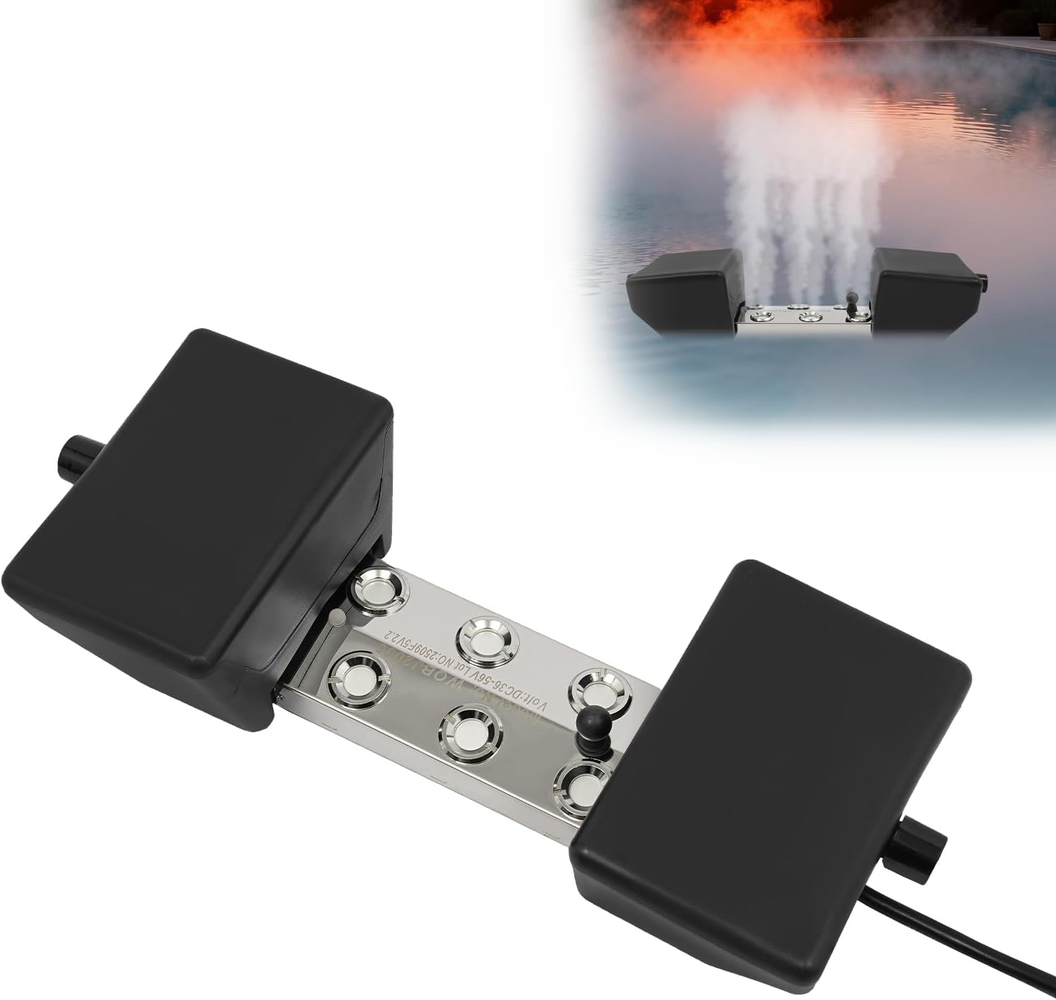 LYNICESHOP 110V 6-Head Ultrasonic Mist Maker, 3L/h, 304 Stainless Steel, Fogger with Power Adapter & Floats, Easy Install, Overheat Protection for Pond, Garden, Rockery, Landscape, Halloween