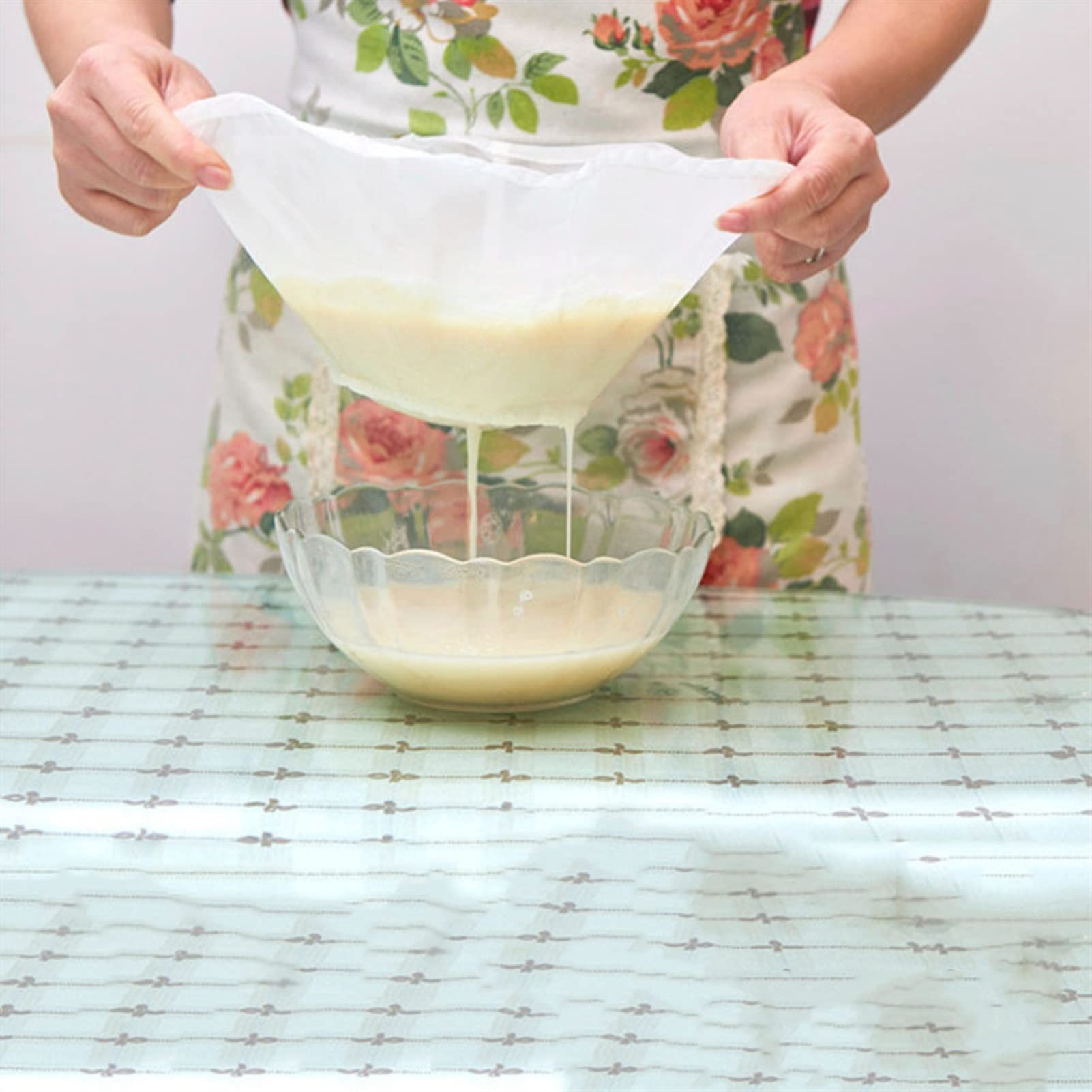 Tamiz de harina Reutilizable Malla Fina for Vino, Zumo, Leche Soja, Frutos Secos, té, Bolsa Filtro Nailon, Forma tazón, for Alimentos(45x60cm)
