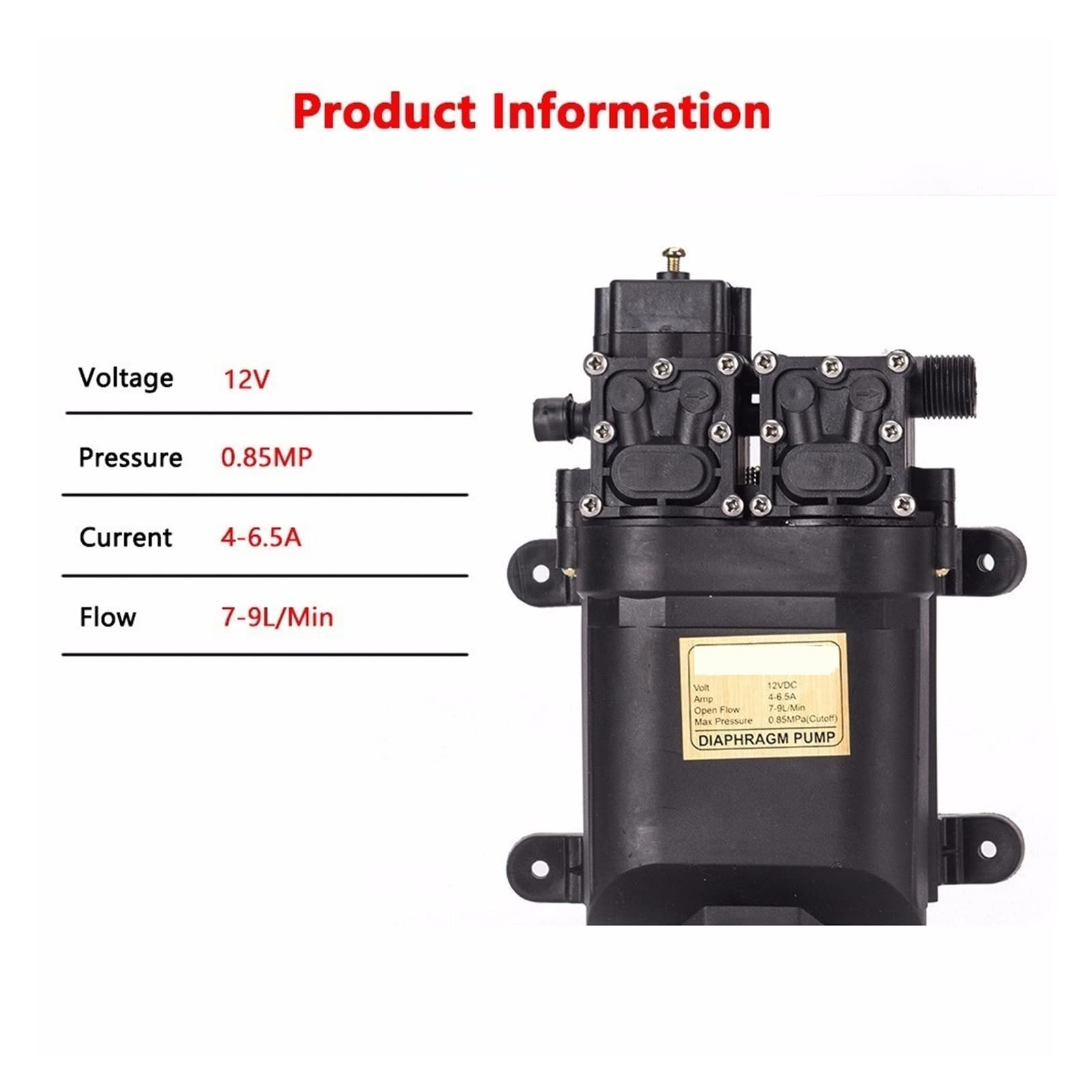 Dc 12v 125psi 9l/min rolnicza elektryczna pompa wodna podwójna pompa zasilająca mikro wysokociśnieniowy membranowy zraszacz wody myjnia samochodowa(12V intelligent)