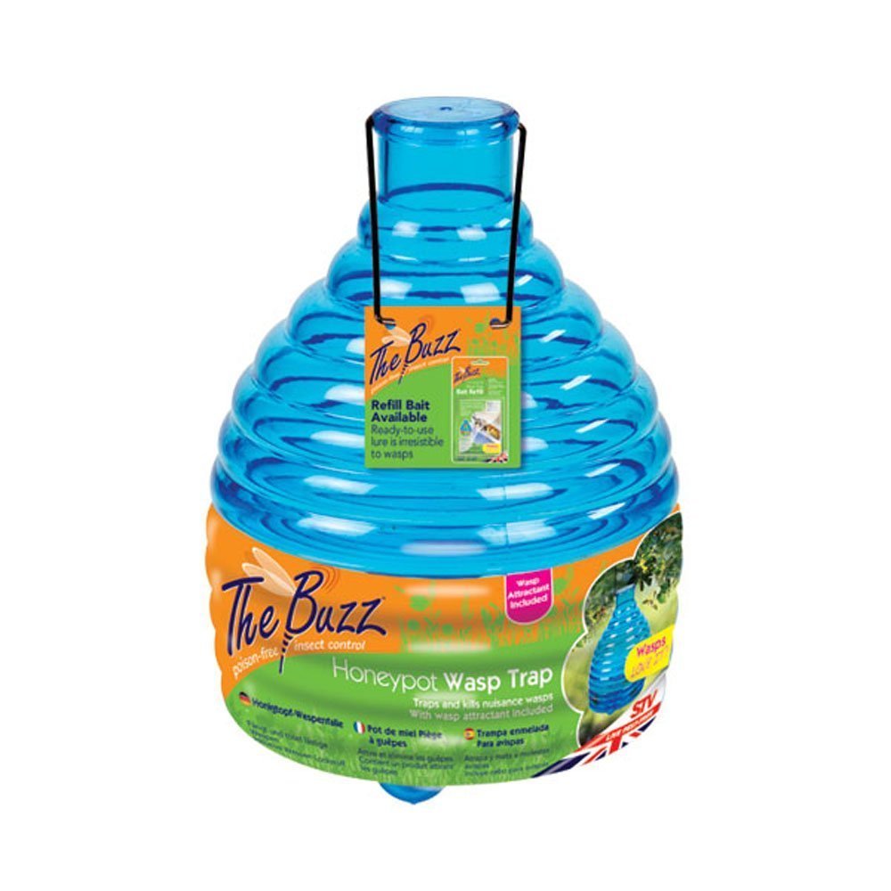 3 X The Buzz STV368 Honeypot Wasp Trap with Bait (Lightweight, Strong ABS Plastic, Super Effective Insect Attractant with Twist on Bait Section, Covers up to 10 m Radius) - Multi-Colour, Set of 1