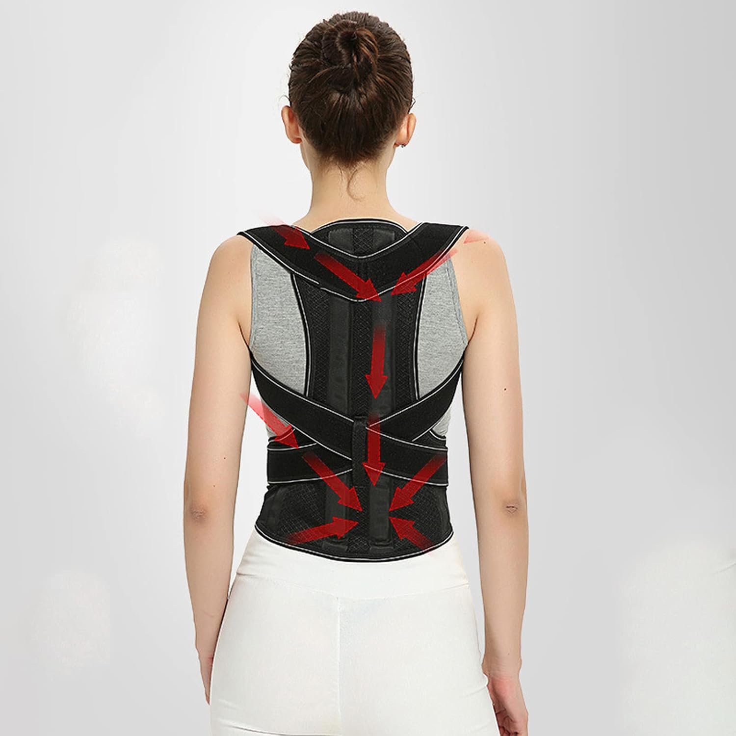 Back Posture Correction Belt Net Cloth Adjustable Comfy Breathable Powerful Velcro for Providing Pain Relief from Neck Back Shoulders for Women and Men,Black,XL (Black X)