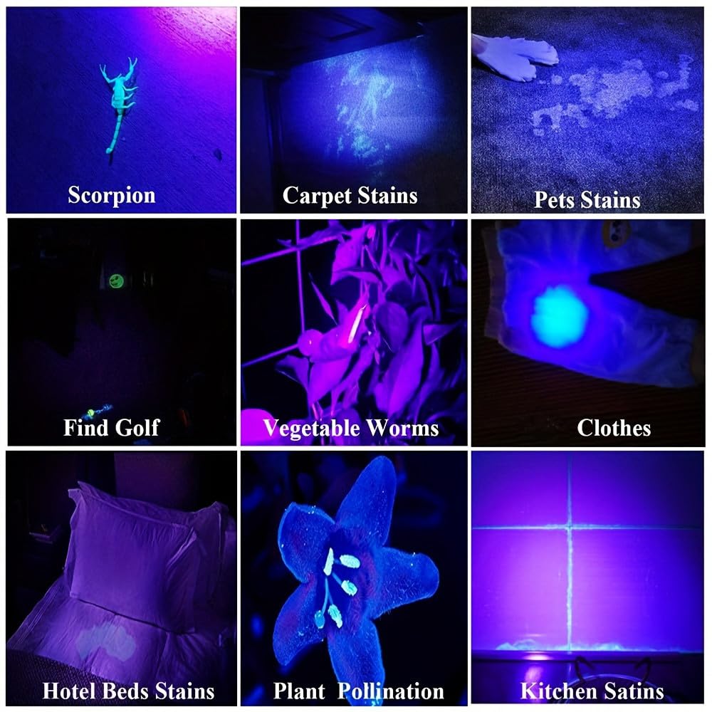 Paquete de 4 linternas LED rojas y azules, luz negra de alto lúmenes, luz roja, luz LED multifunción, para camping, visión nocturna, pesca, detector