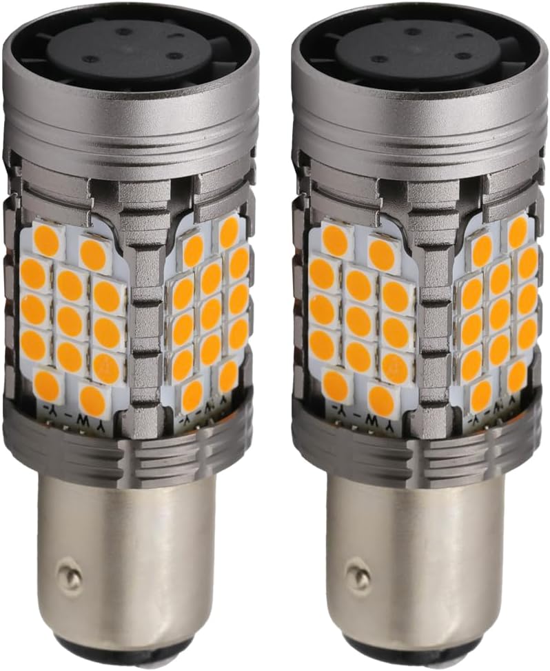Syneticusa 1157 Error Free Canbus Yellow/Amber LED Front/Rear Turn Signal Light Bulbs DRL Parking Lamp No Hyper Flash All in One