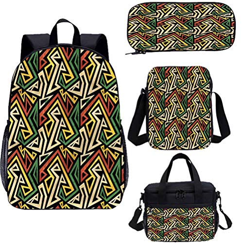 Juego de mochila para adolescentes de 15 pulgadas  triangulares de forma mixta azteca