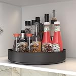 WUIVIUT Steel Lazy Susan Cabinet Organizer, Rotating Kitchen Countertop Spice Rack Organizer for Cupboard Fridge Pantry Bathroom Black