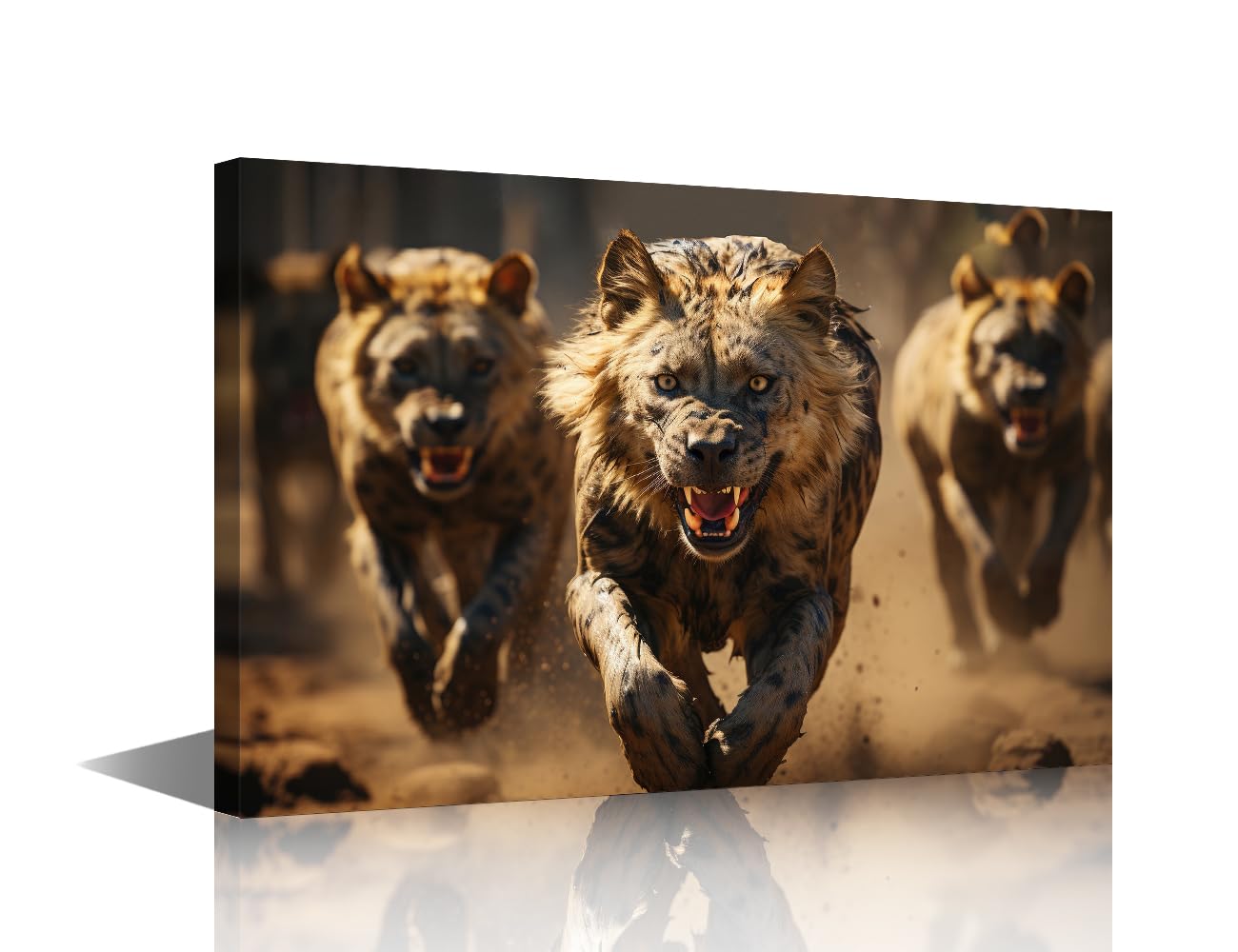 TISHIRON 1 Panels Hyenas Home Decor Wall Africa Wild Animal Large Canvas Wall Art Africa Hyenas Bedroom Wall Decor Pictures Posters & Prints Modern Home Decor Framed Ready to Hang (24" Wx36 H)
