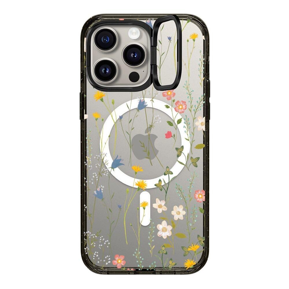 CASETiFY Impact Ring Stand Case for iPhone 15 Pro Max [3X Military Grade Drop Tested / 6.6ft Drop Protection/Compatible with Magsafe] - Flower Prints