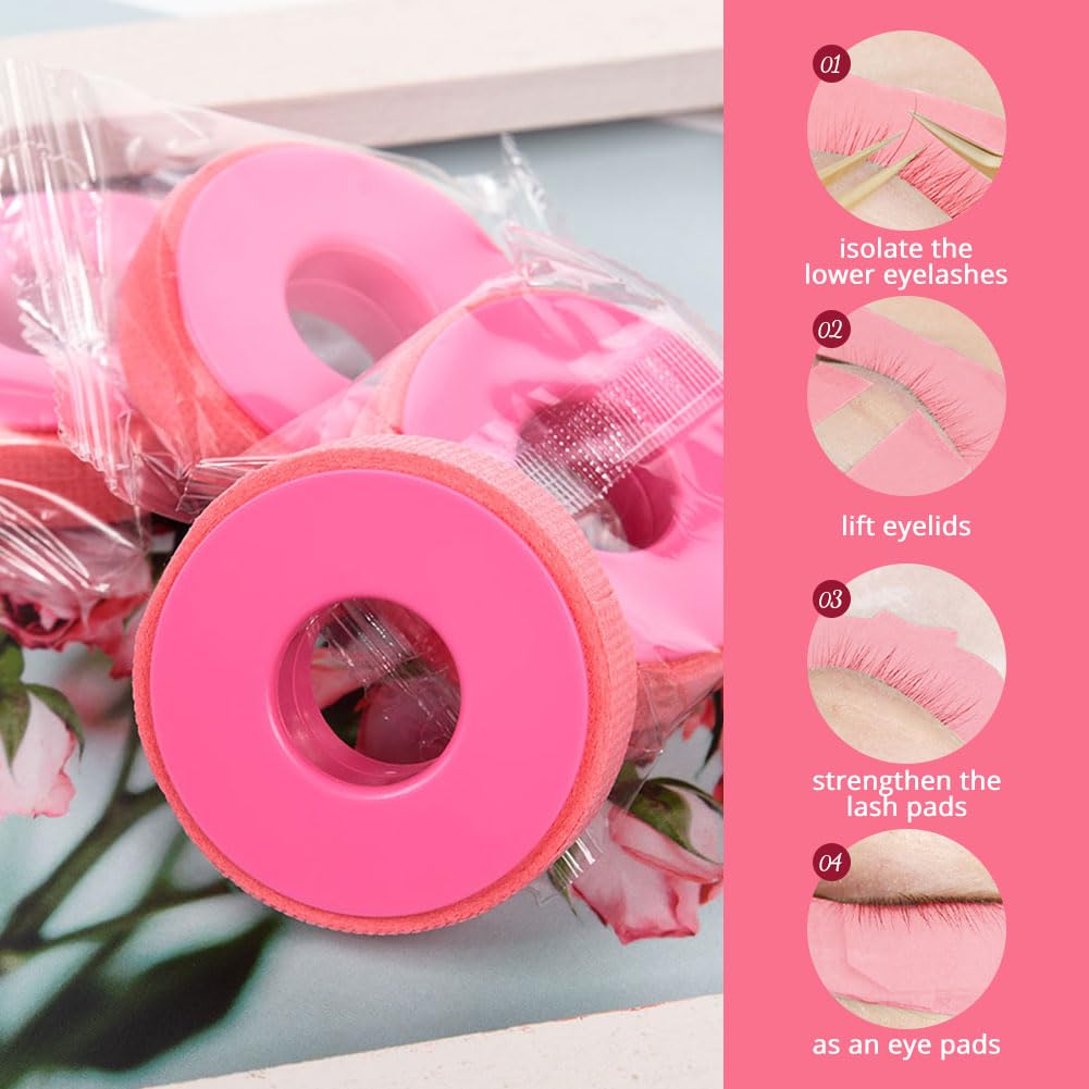 Lunamoon 4 Rolls Tape for Eyelash Extensions Eyelash Tape Eyelash Tape, Band-Pink*4 - Image 2