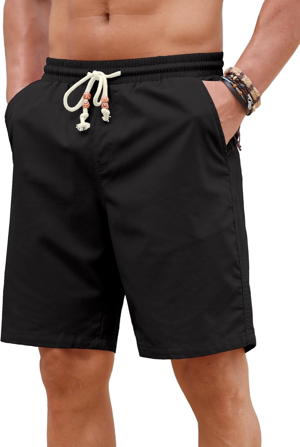 Sailwind Men’s Cotton Linen Shorts Casual Elastic Waist Drawstring Summer Beach Vacation Shorts with Pockets - Image 5