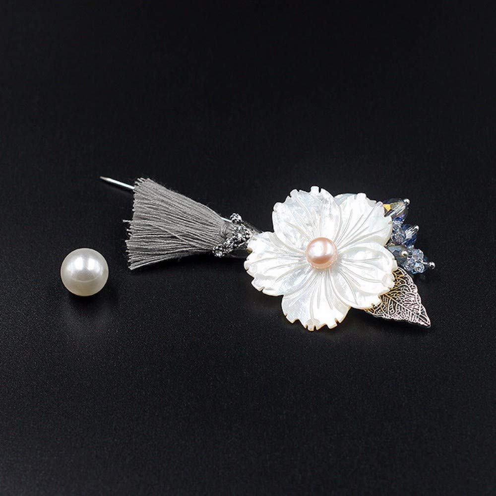 Insignia De Solapa De Plata Brooch Pin Rhinestone Crystal Concha Blanca Borla Boutonniere Corsage Tuxedo Traje De Boda Mujeres Hombres De Plata De Regalo