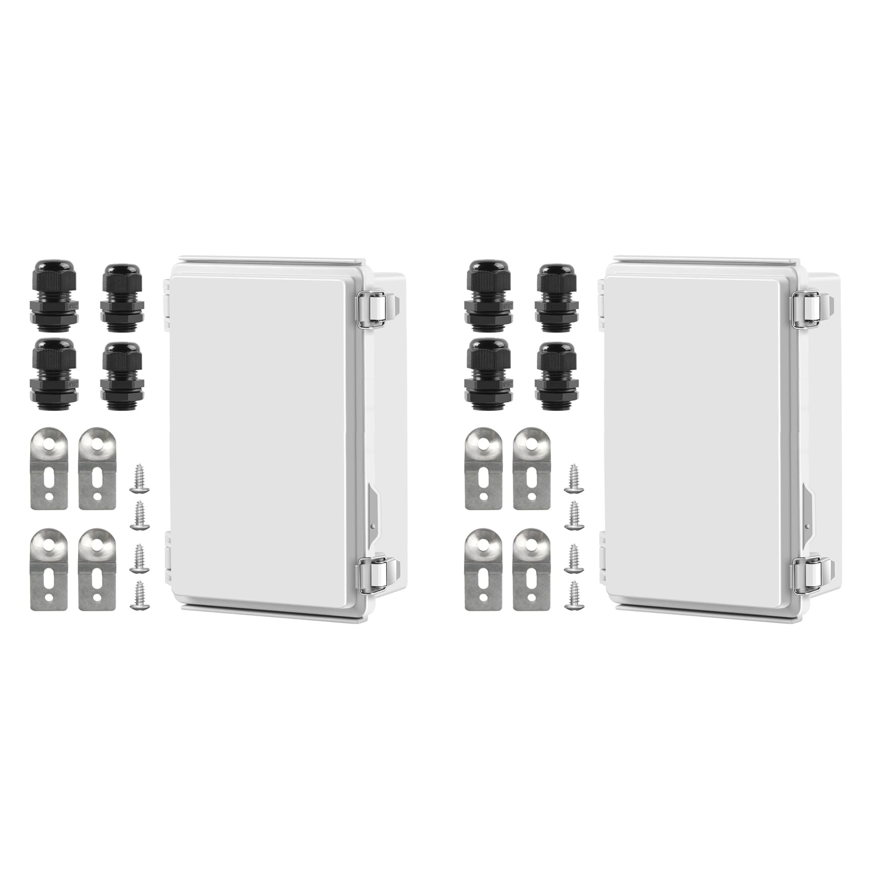 Jnchdghwa Light Grey 2X Waterproof Outdoor Project Abs Junction Box Ip67 Weatherproof Dustproof Enclosure With Hinged Cover, Mounting Plate