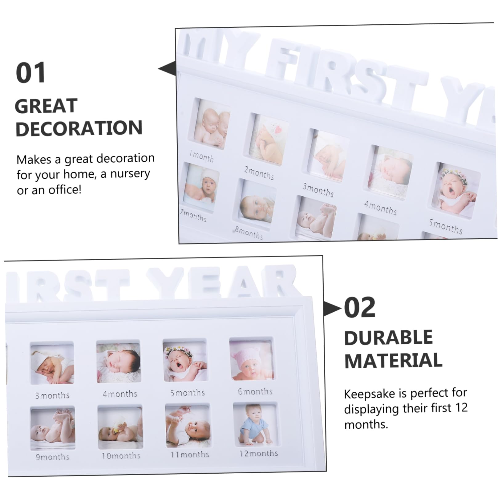 Yardwe 3 Piezas Marco de Fotos para Bebés Recién Nacidos Marco Pequeño para Recuerdos de Crecimiento Soporte para Fotos de Primer Año Decoración para Mesa y Estantería para Bautizo y