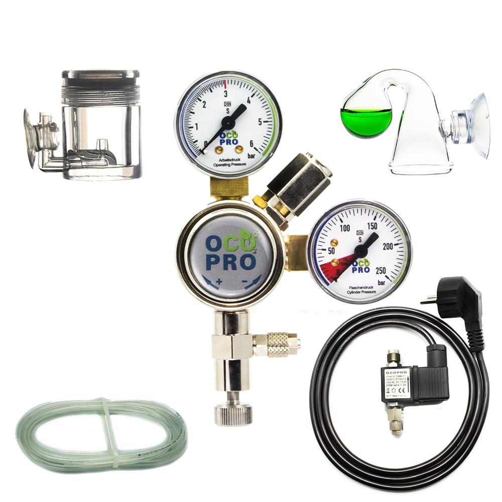 CO2-Anlage Aquarium OHNE Flasche OCOPRO DLX-350 Plus mit Nachtabschaltung und Dauertest/Langzeittest