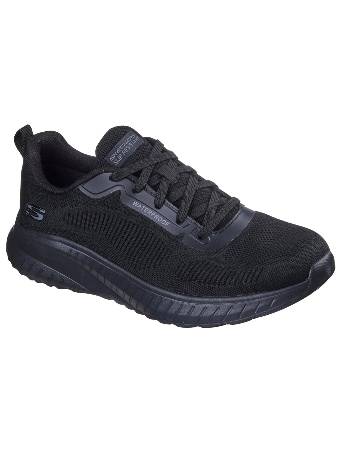 Skechers Men's Squad Chaos Sr Parley Work Shoes, Black Textile/Synthetic, 12 UK