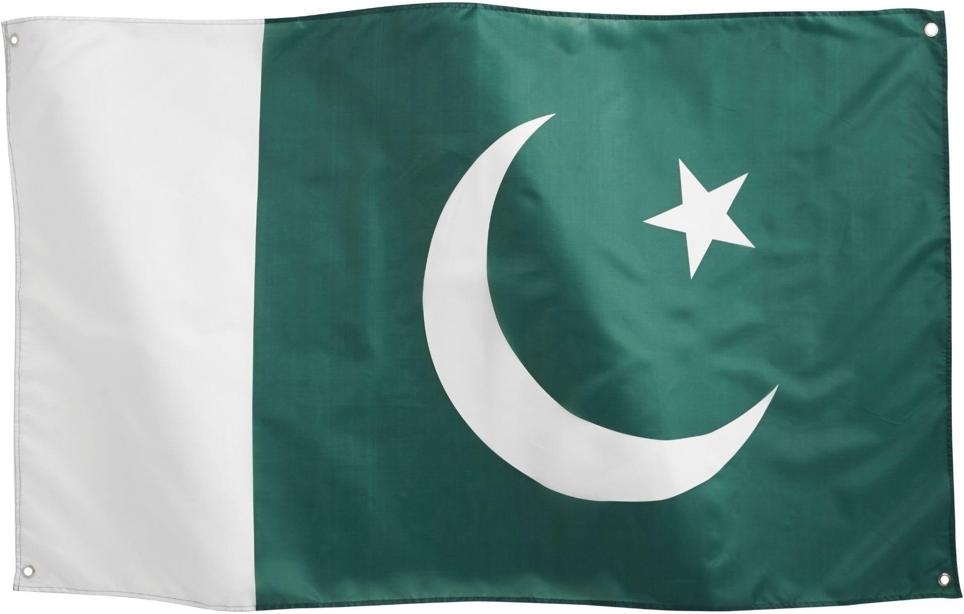 – Runesol Pakistan National Flag 3x5, 91x152cm, Parcham-e Sitārah o Hilāl, 4 Grommets, Brass Eyelet in Every Corner, Pakistani Banner, Premium Flags, Waterproof, Inside, Outside, Workers Day