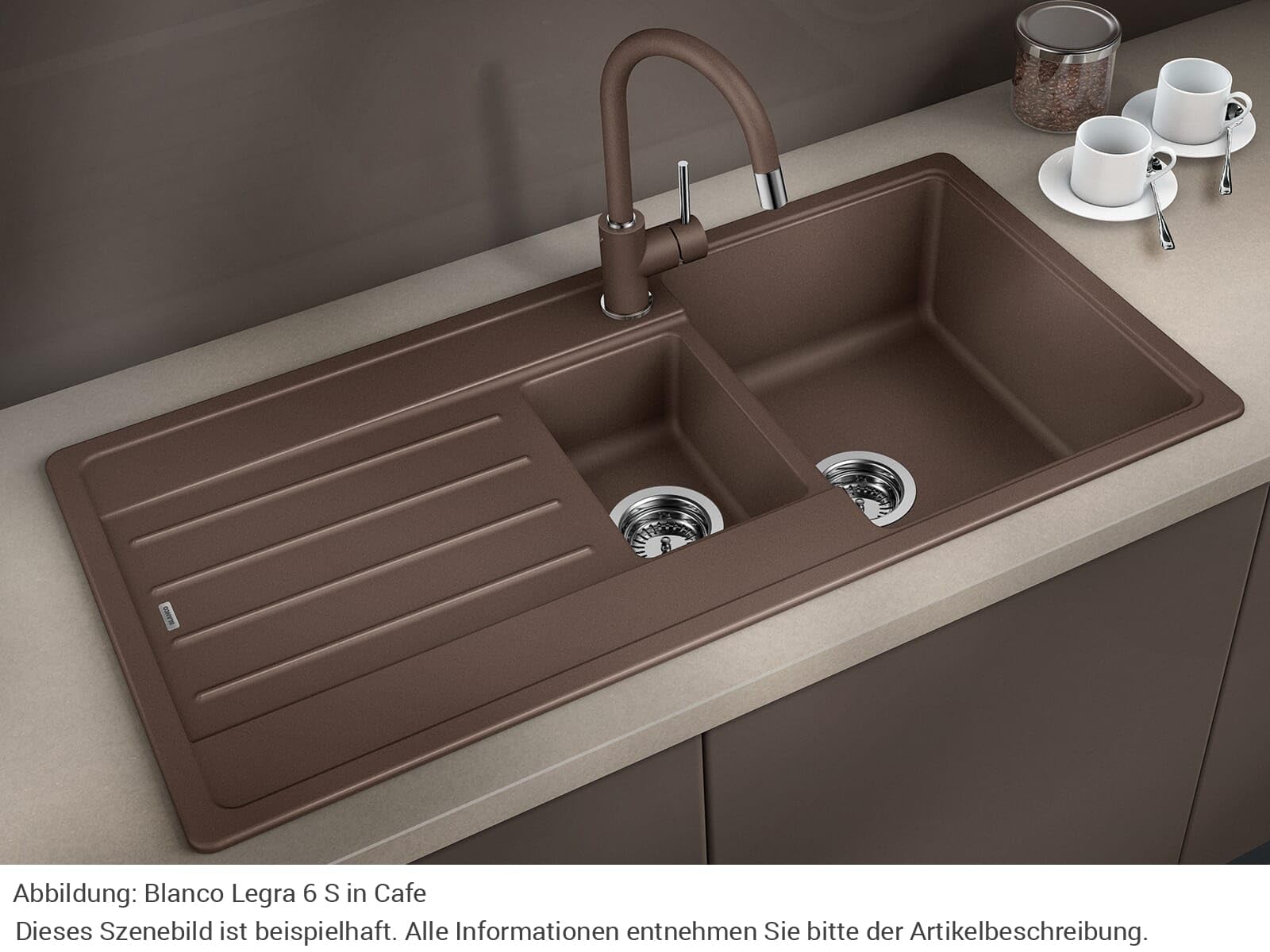 BLANCO LEGRA 6 S 527088 Silgranit Softweiß - Reversible, sin mando a distancia de desagüe