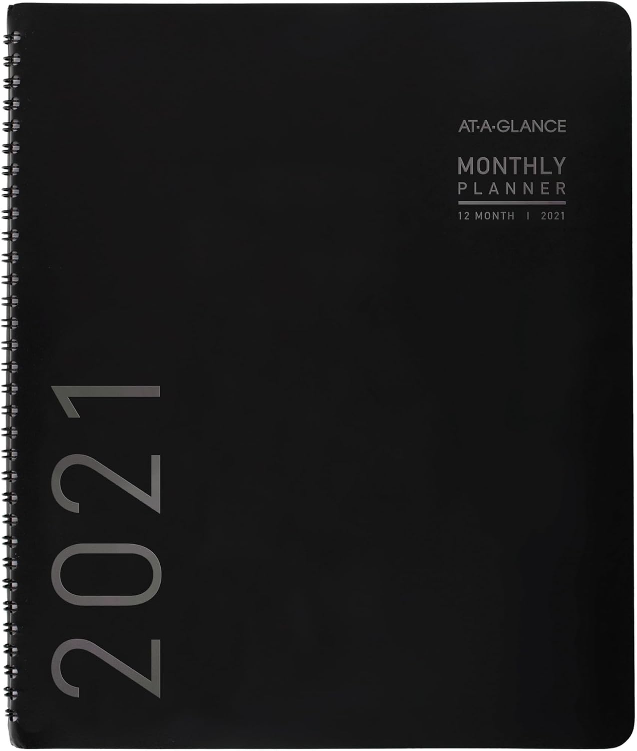 2021 Monthly Planner by AT-A-GLANCE, 9” x 11”, Black, Includes Monthly Tabs, Pockets, Spiral Bound for Students, Teachers, School Assignments (70260X0521)