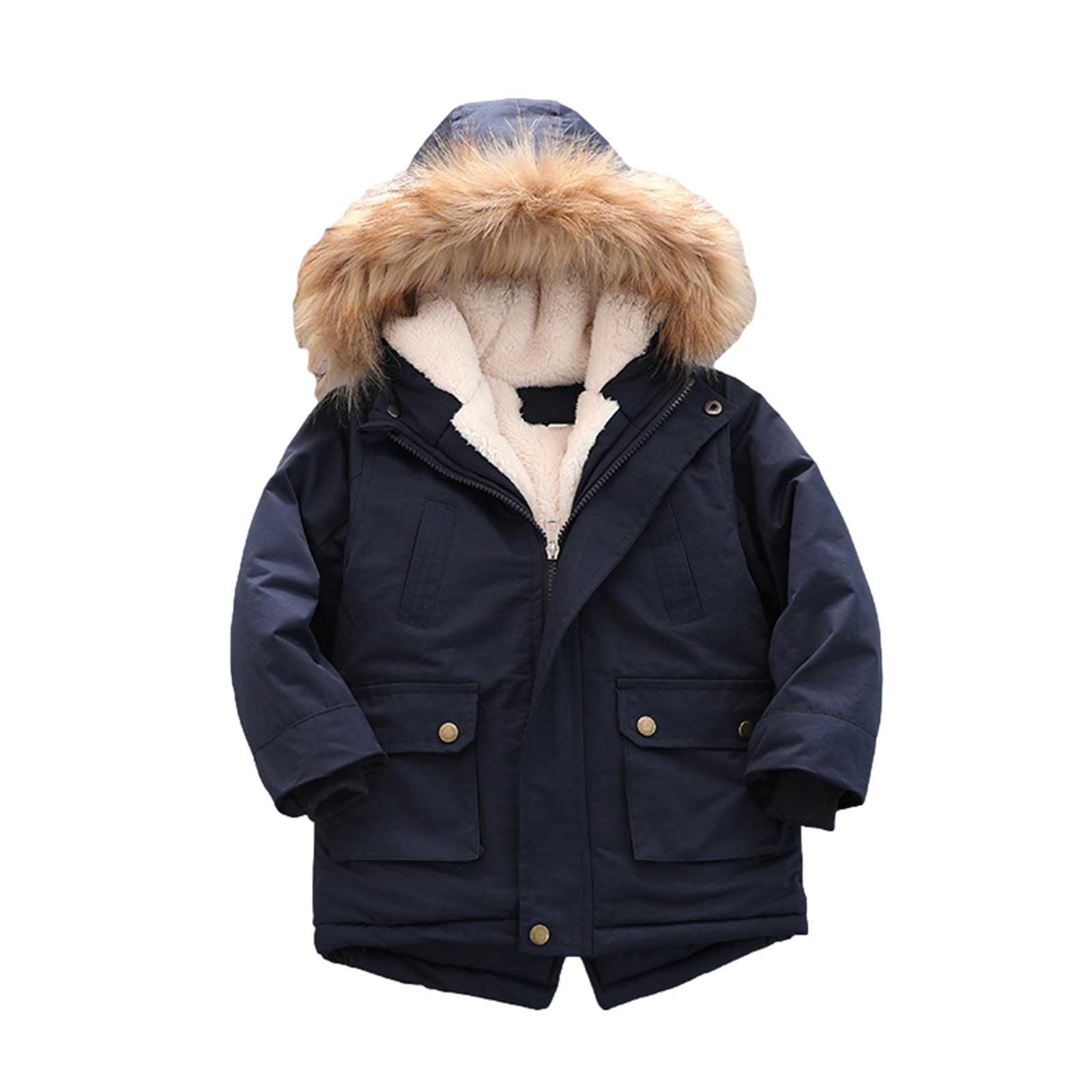 Winterjacke Jungen Daunenjacke Kinder Baumwolle Mantel Classic Wintermantel Casual Jacken Reißverschluss Puffer Jacket Coole Kapuzenjacke Thermal Daunenmantel Mode Outdoorjacke Thermojacke