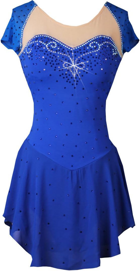 Women Draped ice Skating Dress Blue